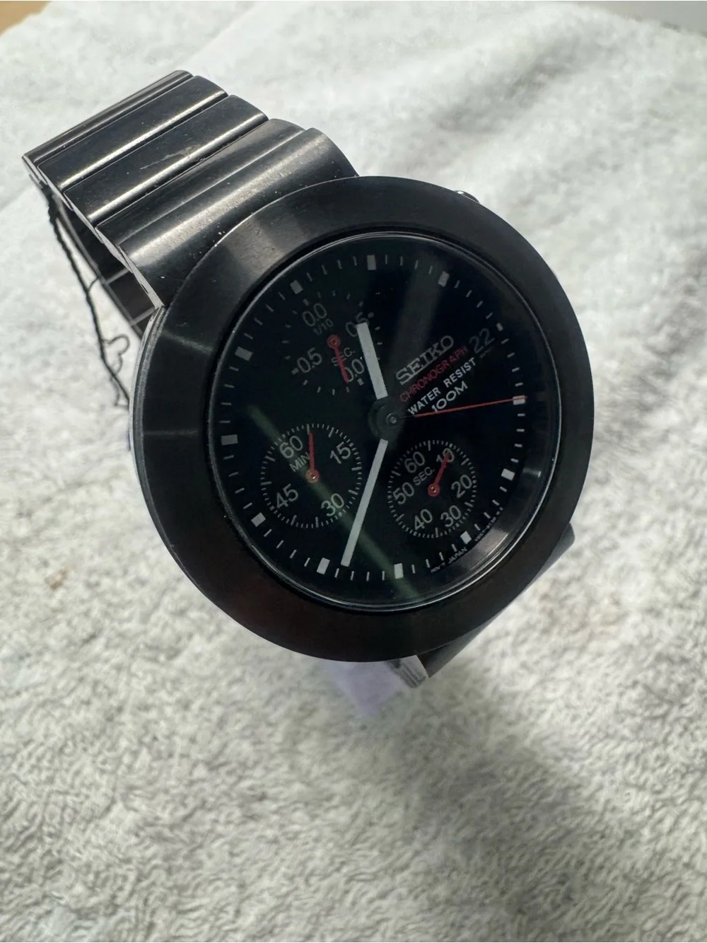 Seiko Black and Red Chronograph Watch